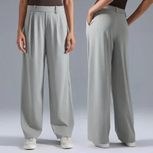 Women’s High-Waist Slimming Casual Pants Quick-Drying Breathable Straight Loose Joker Suit Wide Leg for Office Occasions