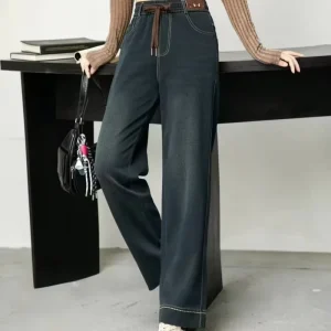 Women’s High Waist Straight Leg Jeans Breathable Denim Casual Loose Fit Vintage Eco-Friendly Jeans