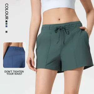 Women’s High Waist Summer Fitness Shorts Loose Quick-dry Sports Shorts Liner For Running Training Yoga Solid Pattern