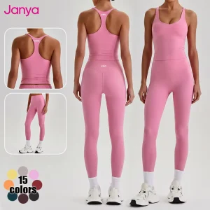 Women’s High Waist Yoga Leggings 2 Piece Set 4 Way Stretch Gym Fitness Sets Breathable Custom Logo Activewear