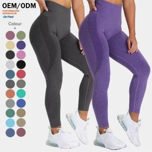 Women’s High Waist Yoga Leggings Elastic Waist Seamless Scrunch Butt Lift Breathable Eco Friendly Pants Gym Fitness