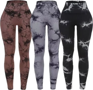 Women’s High Waist Yoga Leggings Tie Dye Peach Fitness Quick Drying Breathable Workout Running Yoga Pants Leggings
