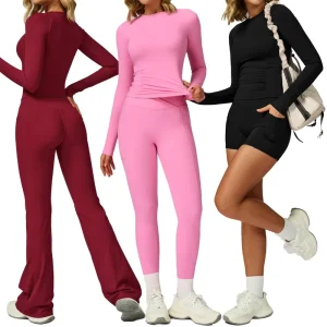 Women’s High Waist Yoga Leggings and Sports Bra Suit Nude Feel 2 Piece Gym Fitness Clothing Set New Tight Activewear Sets