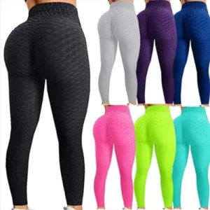 Women’s High Waist Yoga Pants Elastic Waist Hip Lifting Pencil Leggings XL Multi Color Bubble TikTok Leggings Flat