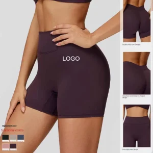Women’s High Waist Yoga Shorts Breathable Elastic Waist Quick-Drying V-Shape Rear Waist Solid Spandex/Nylon Outdoor Running