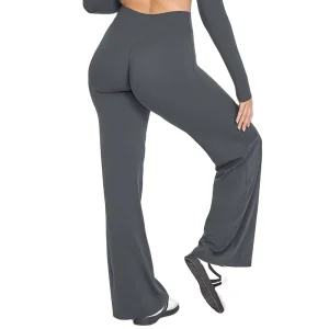 Women’s High Waisted Butt Lifting Loose Straight Leg Yoga Pants Breathable Seamless Design for Workouts Wide Leg Fitness Pants