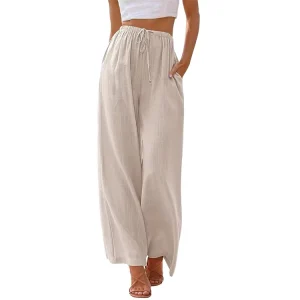 Women’s High-Waisted Flowing Casual Style Wide Leg Pants and Trousers Summer Fashion Factory Direct ODM Supply