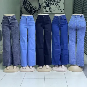 Women’s High Waisted Loose Fit Casual Summer Straight Leg Blue Jeans Denim Pants Spandex Cotton Medium Wash Solid Color