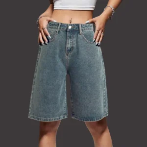 Women’s High Waisted Loose Vintage Casual Summer Washed Denim Mid Thigh Shorts