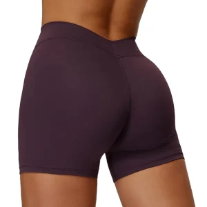 Women’s High Waisted Quick Dry V Back Waist Sports Shorts Outdoor Running Brushed Yoga Shorts