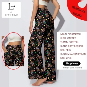 Women’s High Waisted Wide Leggings Pants Soft Elastic Casual Palazzo Trousers For Custom Streetwear Customized Women’s Pants