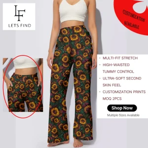 Women’s High Waisted Wide Leggings Pants Soft Elastic Casual Palazzo Trousers For Custom Streetwear Customized Women’s Pants