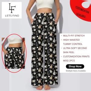 Women’s High Waisted Wide Leggings Pants Soft Elastic Casual Palazzo Trousers For Custom Streetwear Customized Women’s Pants