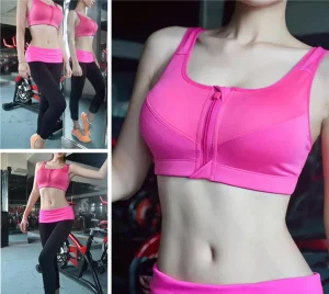 Women’s High waisted Comfortable Sports Bra Suitable for Fitness Yoga with Zipper Design