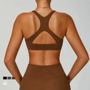 Women’s Hollow Out Backless Sports Bra Exercise Wear Strappy High Sports Bra