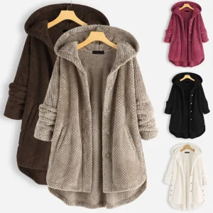 Women’s Hooded Double Sided Velvet Coats Fashion Medium Long Plus Size Women’s Autumn Spring Coat