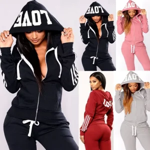 Women’s Hooded Sweatshirt Pullover Zipper Casual Knitted Silk Embroidered Printed Logo Autumn Alphabet Design Back