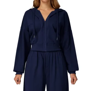Women’s Hooded Sweatshirt Zipper Windproof Warm All-match Outdoor Running Sportswear Polyester/Cotton