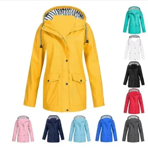 Women’s Hooded Windbreaker Track Suit Jacket Streetwear Long Windproof Outwear Fashion Coat
