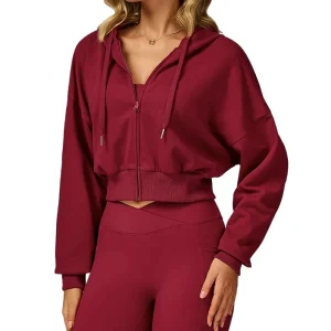 Women’s Hooded Zip-Up Sweatshirt Casual Loose-Fitting Running and Fitness Sweatshirt