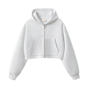 Women’s Hoodies Sweatshirts Custom Logo Short Fashion Style High Quality Hoodie for Women Crop Zip Up Ladies Hoodies