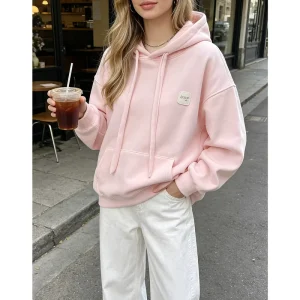 Women’s Hoodies Sweatshirts Simple and Loose Pullovers Streetwear Winter Thick