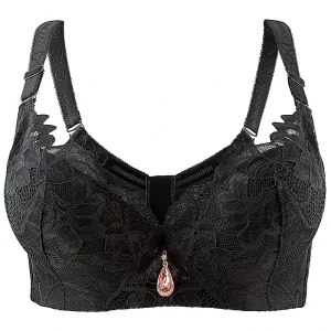 Women’s Intimates Back Buckle Underwire Push Up Bra for Small Chested Full Figure Full Lace Breathable Polyester