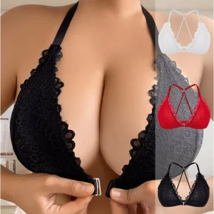 Women’s Intimates Plus Size Women Bra with Lace Trim Push up Design Thin Straps and Y-shaped Back