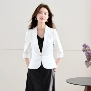 Women’s Jacket and Dress Set with Button Details Suitable for Office Business and Formal Events