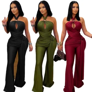 Women’s Jumpsuit Sexy High Quality Slim Fit Halter Romper for Birthday Party Club Jumpsuit
