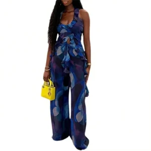 Women’s Jumpsuits Going Out Sleeveless Print Loose Fit Jumpsuit