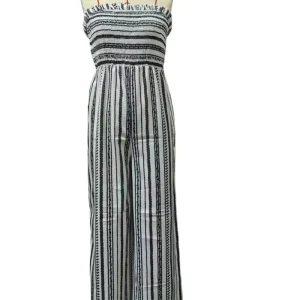 Women’s Jumpsuits Summer Striped High Waist Straight Leg Breathable Playsuit Elastic Light Luxury