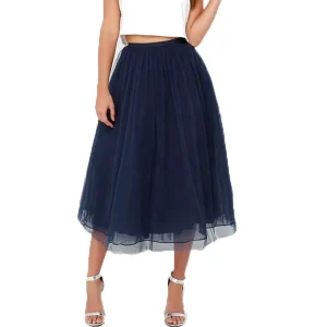 Women’s Knee Length Tutu Puffy Layered Tulle Skirt