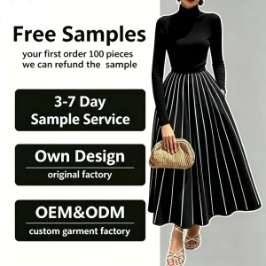 Women’s Knit Midi Dress Solid Polyester Long Sleeve Casual Apparel Source Factory Custom Women Dress