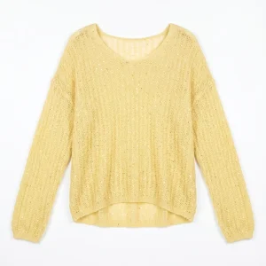 Women’s Knit Sweater with 3D Openwork Pattern Long Sleeve Elegant French Style Knit Top