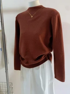 Women’s Knitted Half-Neck Long-Sleeve Loose Sweater