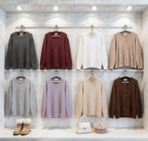 Women’s Knitwear 70%Viscose 30%Nylon Blend Fine Gauge Silky Soft Breathable Anti-Wrinkle Casual 12GG Pullovers Sweaters