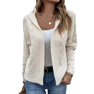 Women’s Knitwear Autumn and Winter Sweater New Solid Hooded Sweater High Quality Cardigan Coat OEM