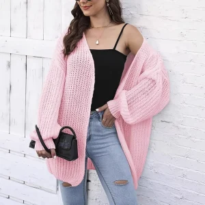 Women’s Knitwear Sweater Cardigan Mid-Length Casual Oversized Sweater Top