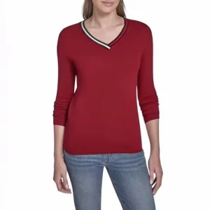 Women’s Korean Style Knitted Long Sleeve V Neck 100% Cotton Sweater Solid Color Medium Length Autumn All Seasons