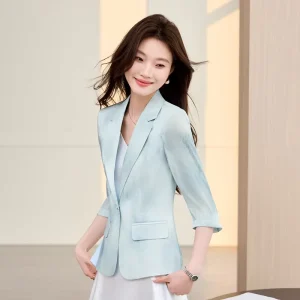 Women’s Korean Style Three Quarter Sleeve Suit Set Spring Summer Professional Dress