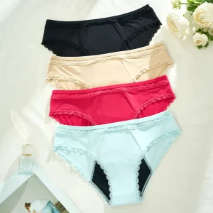 Womens Lace Period Panties Leak Proof Underwear Women’s Cotton 4 Layer Leak Proof Menstrual Period Underwear
