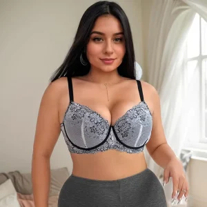 Women’s Lace Set Solid Adjustable Plus Size Bikini with Steel Ring Halter Collar Gathered Waist Cup Lace Bra