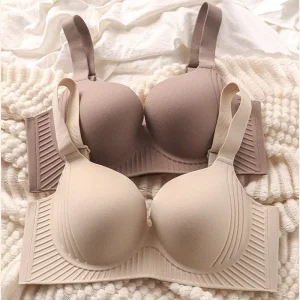 Women’s Large Size Seamless Knitted Bra Soft Support Wireless Push Up Massage Inner Cup Breathable Push Up Supportive Sexy Bra