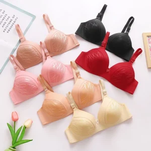 Women’s Large size Non Steel Ring Bra Traditional Three Row Button Underwear