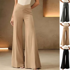 Women’s Leisure Pants Solid Color Slimming High Waisted Tight Fitting Elegant and Versatile Long Pants for Women