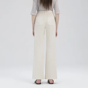 Women’s Light Khaki Regular Mid Waist Flare Leg Summer Jeans 4-Way Stretch Denim Polyester/Cotton Fabric Solid Washable