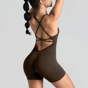 Women’s Lightweight Breathable Casual Jumpsuit Summer Wide Leg Romper with Elastic Waist Sports Bodysuit
