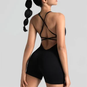 Women’s Lightweight Breathable Casual Yoga Jumpsuit Summer Wide Leg Romper with Elastic Waist Sports Bodysuits & Jumpsuits