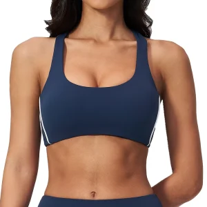 Women’s Lightweight Breathable High Support Shockproof Yoga Bra with Color Blocking Spandex Nylon Material Model 4539